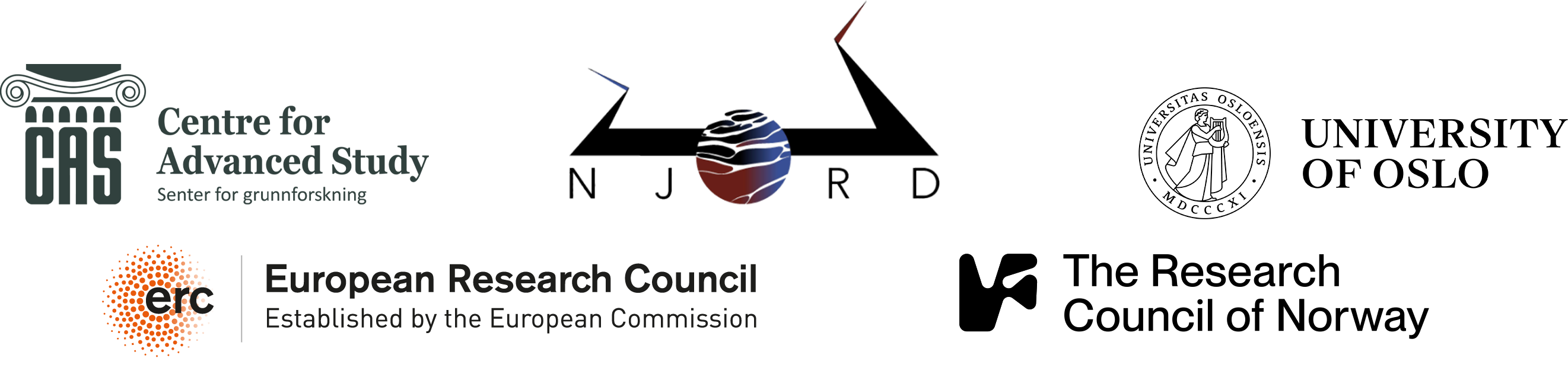 Logos of partners: CAS, Njord, UiO, ERC, and NFR.